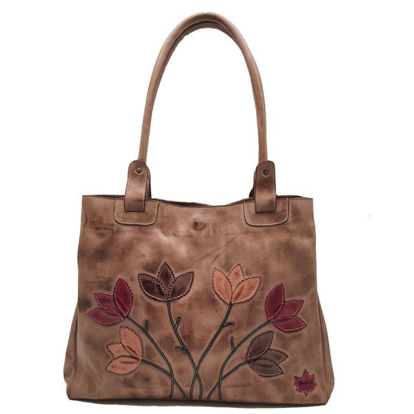 Bolsa BG 002 FLOR CARAMELO 100% COURO - BG 002 - Drilean