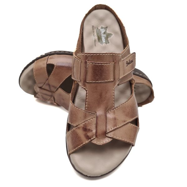 Sandália Anatomica Feminina de Couro Legítimo e Palmilha Gel - Caramelo (MA 031)