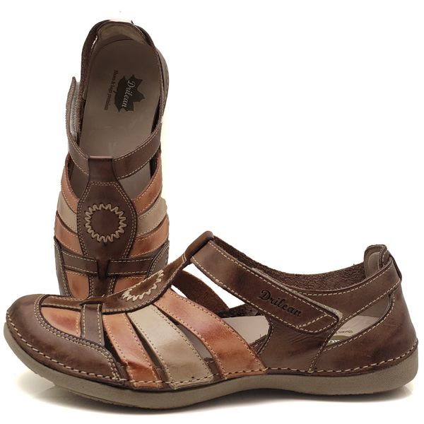 Sapatilha CR 010 Castanho-Laranja 100% couro com p... - Drilean