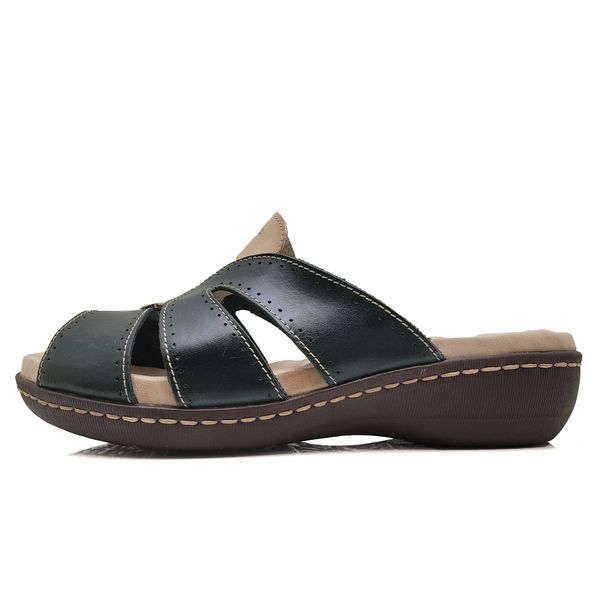 Sandália Feminina Anatomica de Couro Legítimo e Palmilha Gel - Verde (MA 021)