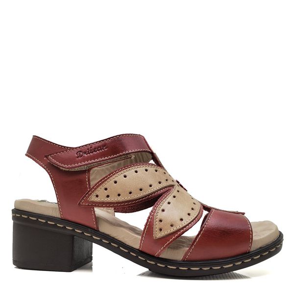 Sandália de Salto Bloco Confortável Couro Legítimo Vermelho com Palmilha Gel - BR 028 