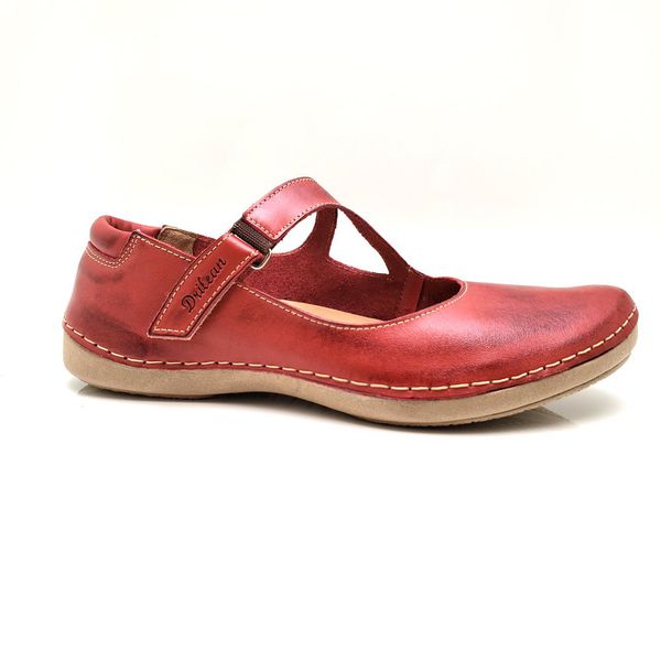 Sapatilha CR 008 VERMELHO 100% em couro com palmilha em GEL
