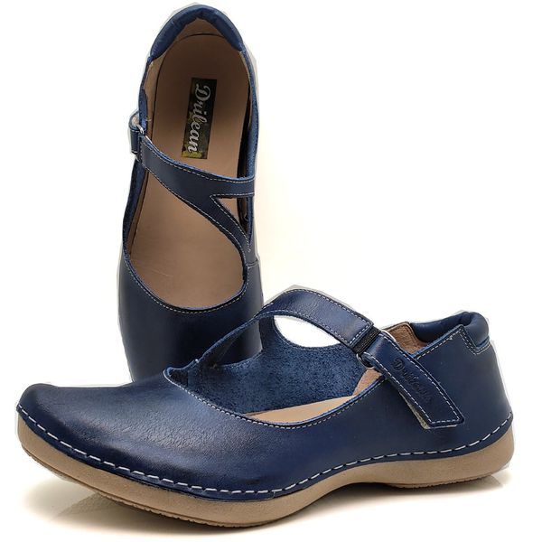 Sapatilha CR 008 AZUL 100% em couro com palmilha e... - Drilean