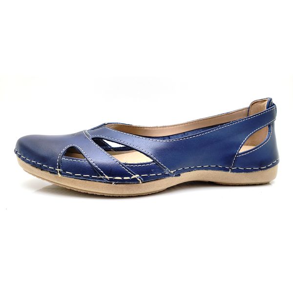 Sapatilha CR 006 Azul 100% em couro com palmilha em Gel