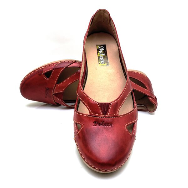 Sapatilha CR 006 VERMELHO 100% em couro com palmilha em GEL
