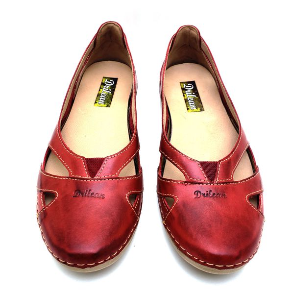 Sapatilha CR 006 VERMELHO 100% em couro com palmilha em GEL