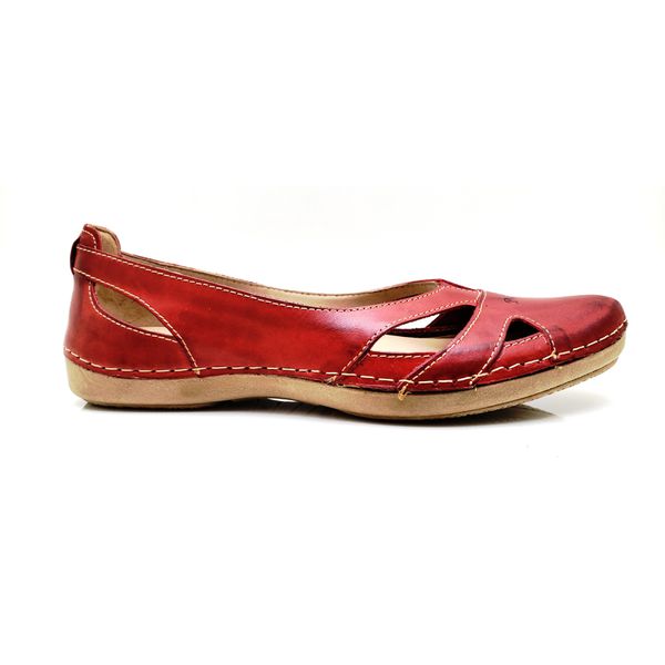 Sapatilha CR 006 VERMELHO 100% em couro com palmilha em GEL
