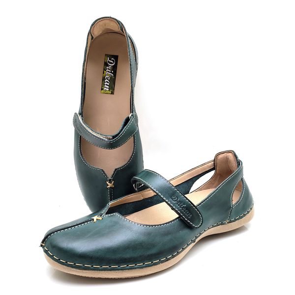 Sapatilha CR 002 VERDE 100% em couro com palmilha em GEL