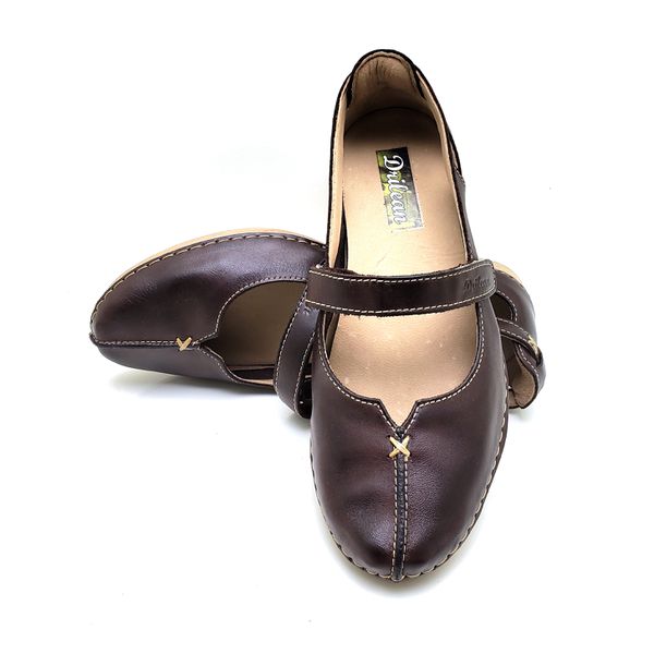 Sapatilha CR 002 CAFÉ 100% em couro com palmilha e... - Drilean