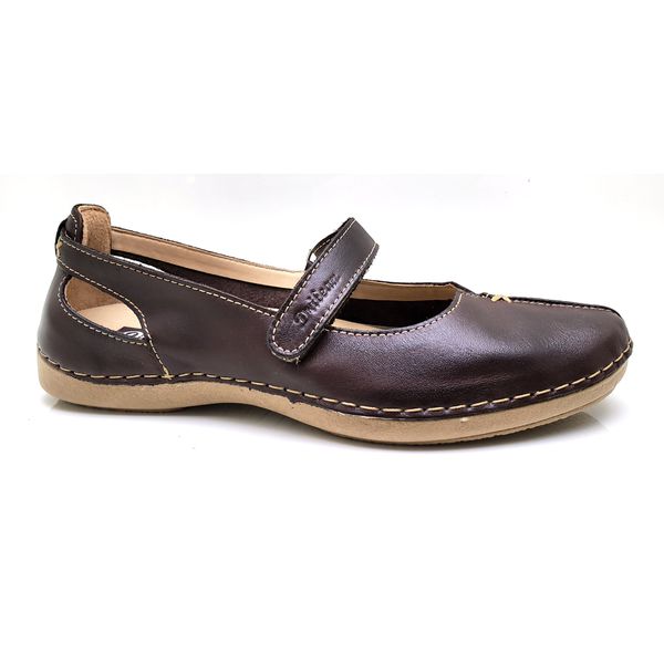 Sapatilha CR 002 CAFÉ 100% em couro com palmilha em GEL