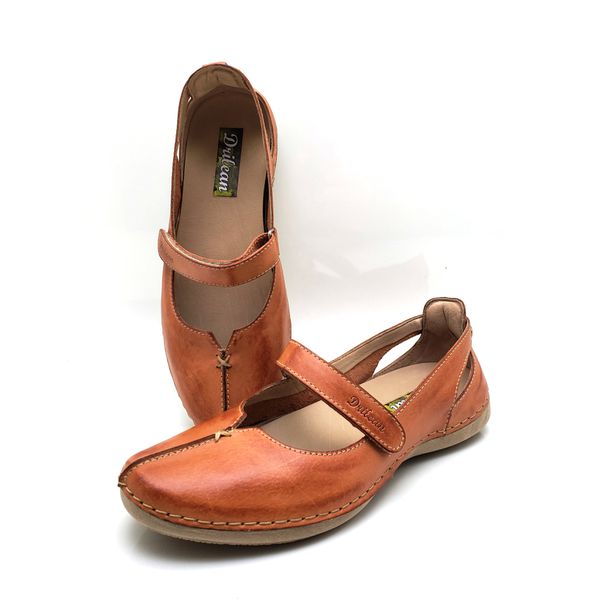 Sapatilha CR 002 LARANJA 100% em couro com palmilha em GEL