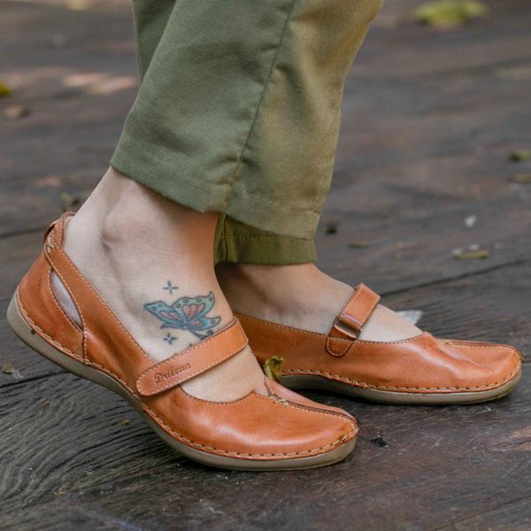 Sapatilha CR 002 LARANJA 100% em couro com palmilha em GEL