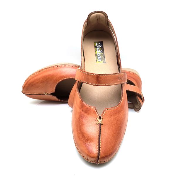 Sapatilha CR 002 LARANJA 100% em couro com palmilha em GEL