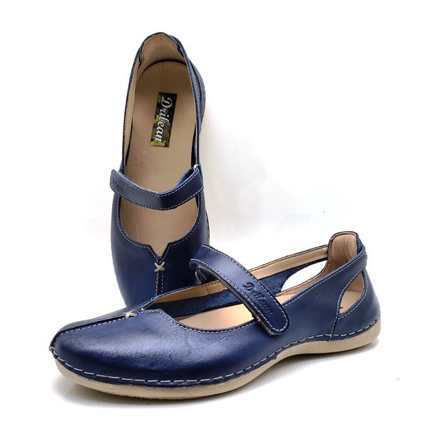Sapatilha CR 002 AZUL 100% em couro com palmilha e... - Drilean