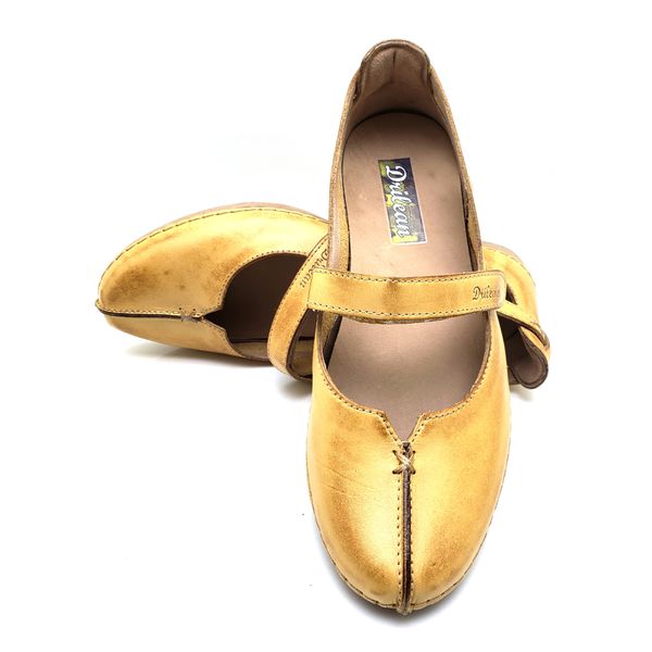 Sapatilha CR 002 AMARELO 100% em couro com palmilha em GEL