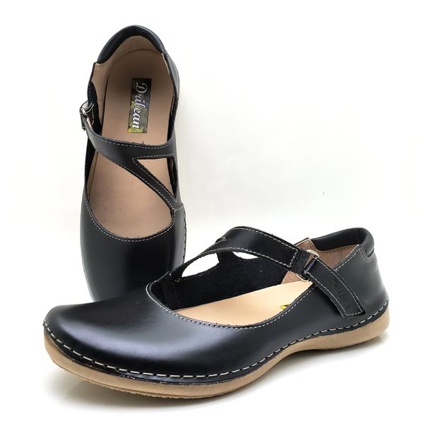 Sapatilha CR 008 PRETO 100% em couro com palmilha ... - Drilean