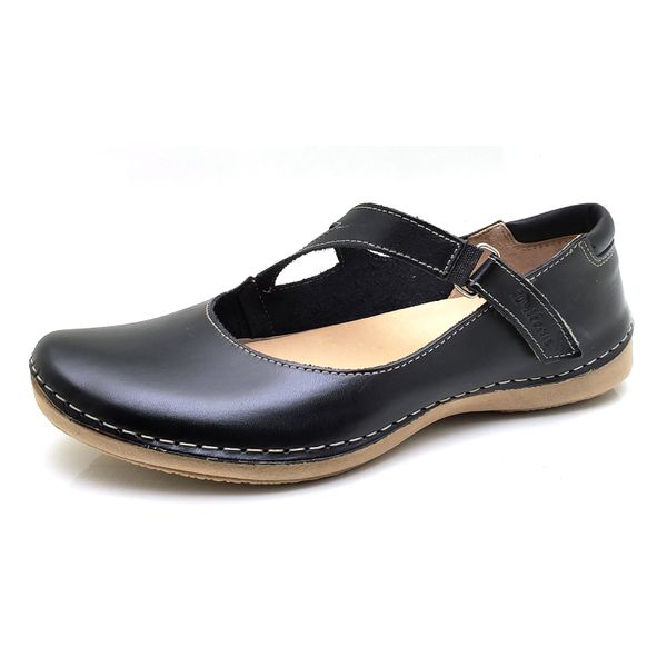 Sapatilha CR 008 PRETO 100% em couro com palmilha em GEL