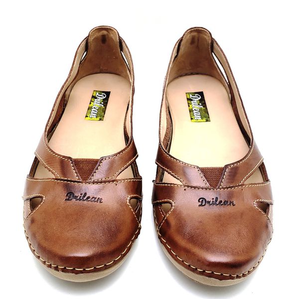 Sapatilha CR 006 CASTANHO 100% em couro com palmilha em GEL