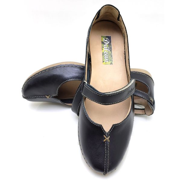 Sapatilha CR 002 PRETO 100% em couro com palmilha em GEL