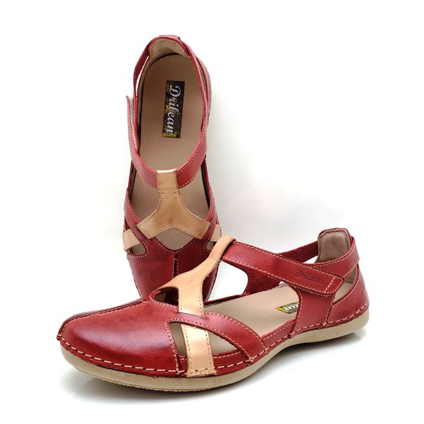 Sapatilha CR 009 VERMELHO 100% em couro com palmil... - Drilean