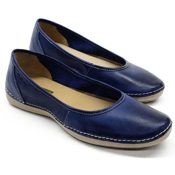 Sapatilha CR 001 AZUL 100% couro com palmilha em GEL