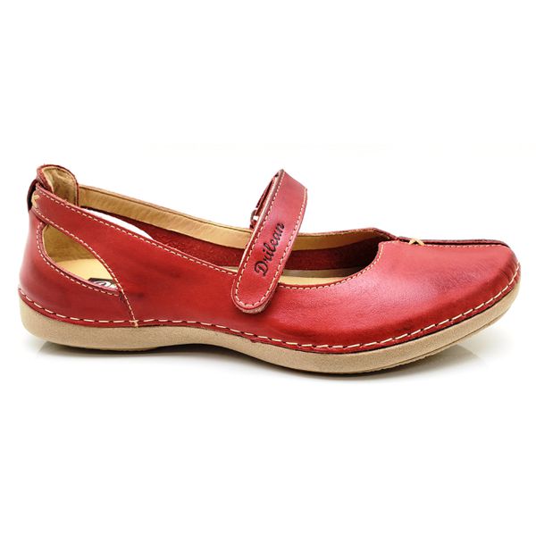 Sapatilha CR 002 VERMELHO 100% couro com palmilha em GEL