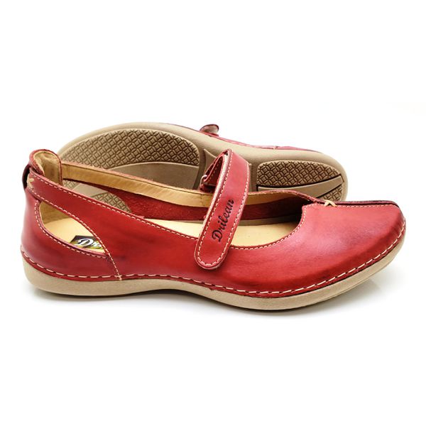 Sapatilha CR 002 VERMELHO 100% couro com palmilha em GEL