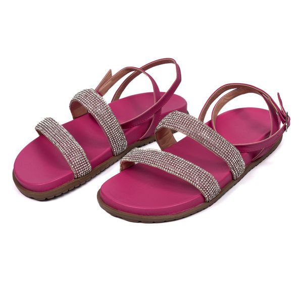Papete Feminina Rasteira Com Tiras Finas 182147 Napa Pink