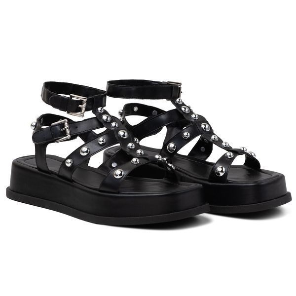 Papete Feminina Flat Plataforma Em Napa Preto 183070