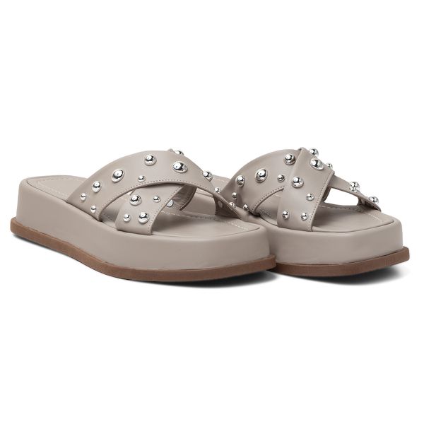Papete Flat Feminina Em Napa Aveia 183140