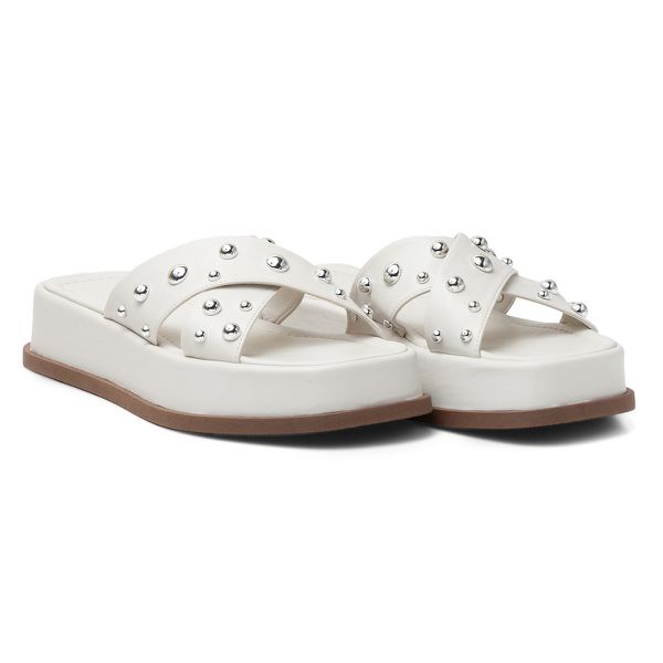 Papete Flat Feminina Em Napa Off White 183140