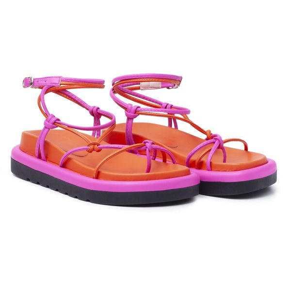 Papete Feminina De Amarrar Em Laranja e Pink 183200