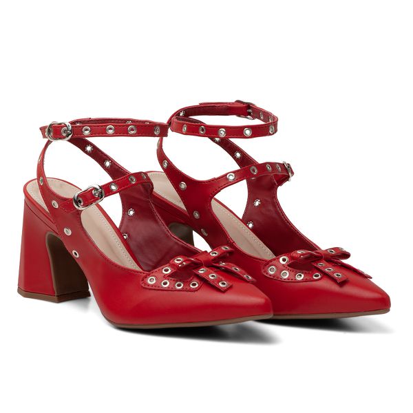 Scarpin Feminino Salto Grosso Em Napa Vermelho Ferrari 183210