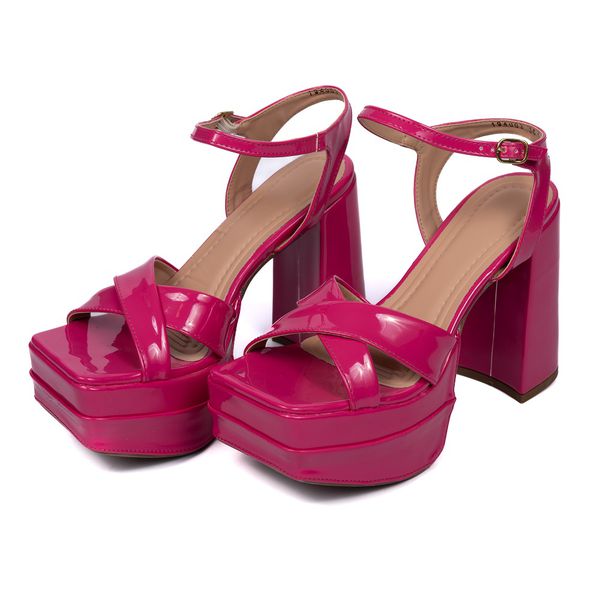 Sandália Feminina Meia Pata Salto Alto 193003 Napa Verniz Pink