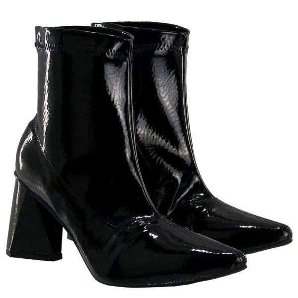 Bota cano curto griffe verniz feminina hotsell
