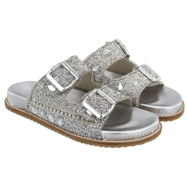 Papete Com Pedraria Feminina Napa Prata 23210