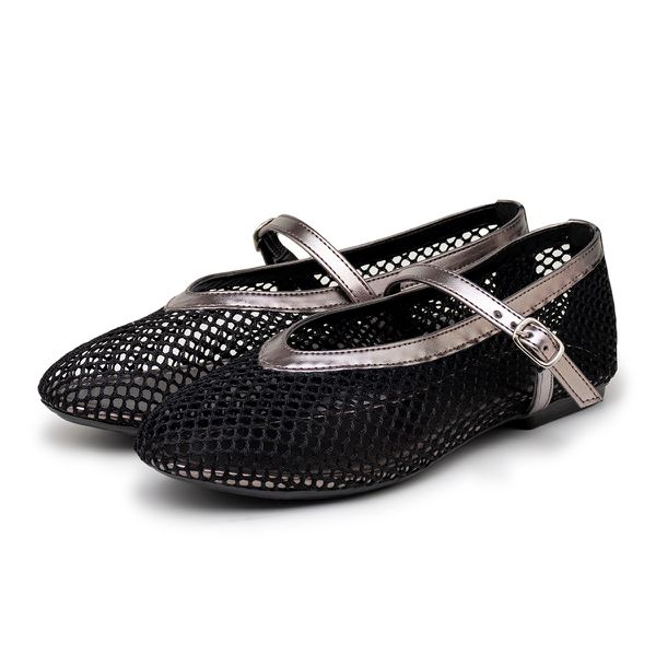 Sapatilha Boneca Em Tela Com Tira De Fivela 5400 Preto Onix