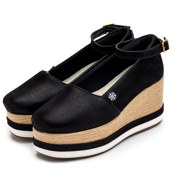 Tênis Feminino Anabela Salto Médio 170407 Nobucado Preto