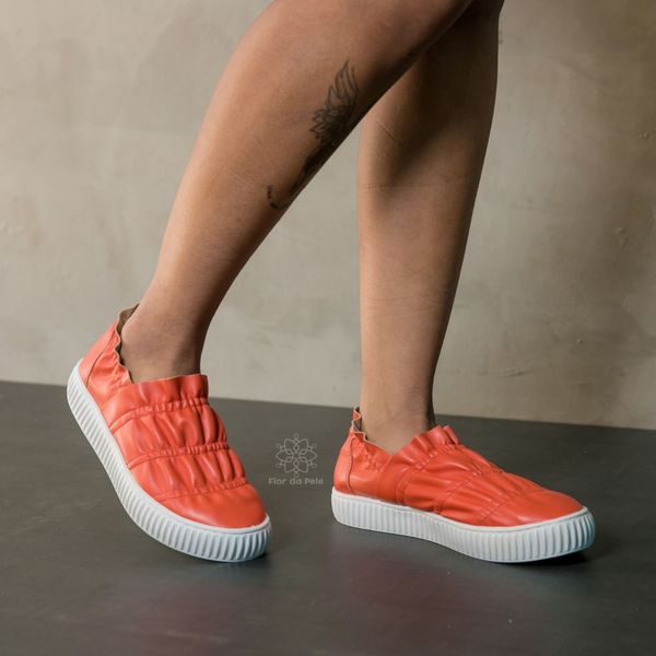 Tênis Feminino Slip On Enrugado 182123 Napa Confort Laranja