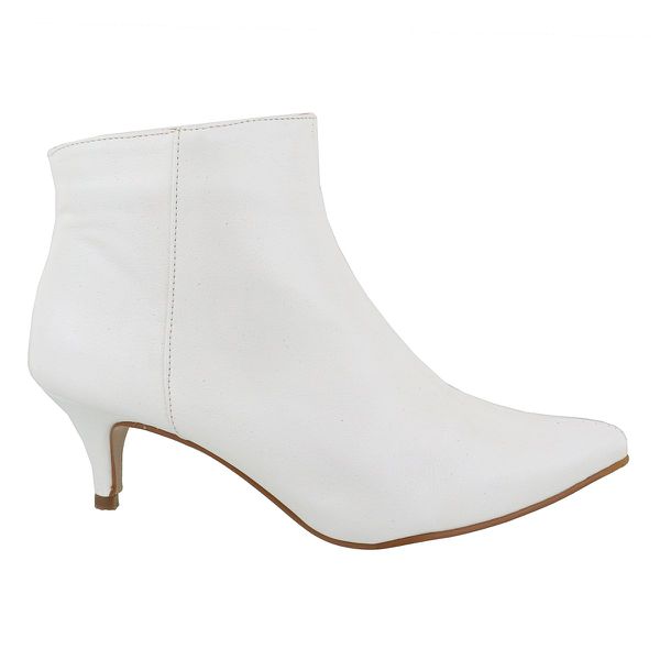 Bota Feminina Cano Curto Bico Fino 180125 Siena Branco