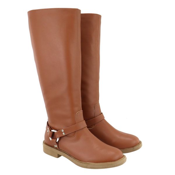 Bota Feminina Biker Rasteira 2026 Napa Caramelo