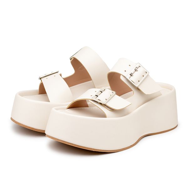 Tamanco Flatform Birken Fivelas Ref 5000 Napa Off White