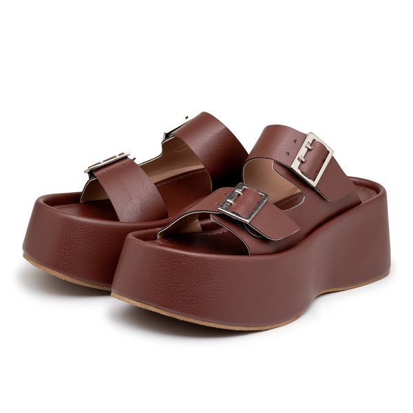 Tamanco Flatform Birken Fivelas Ref 5000 Santorine Cacau