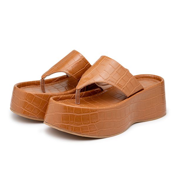 Sandália Tamanco Croco Whisky 5100