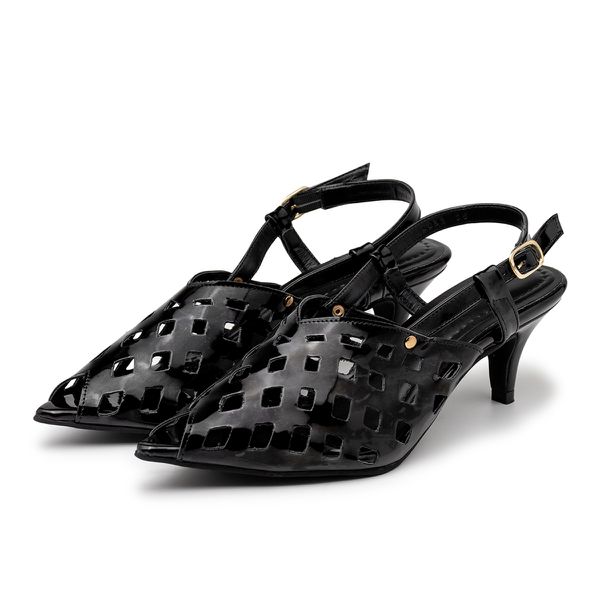 Sandalia Slingback Verniz Preto 6033