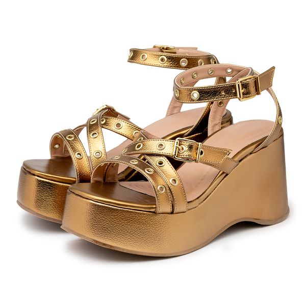 Sandália Anabela Napa Bronze 9100