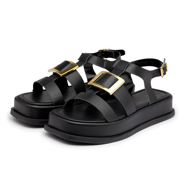 Sandália Feminina Flatform Papete Preto 23430