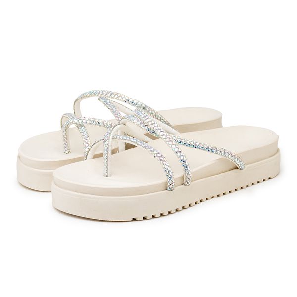 Sandália Papete Solado Off White 199067 Strass