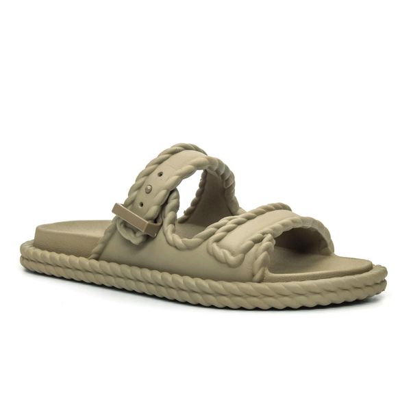 Sandália Birken Feminina Detalhes Corda Garoa Militar