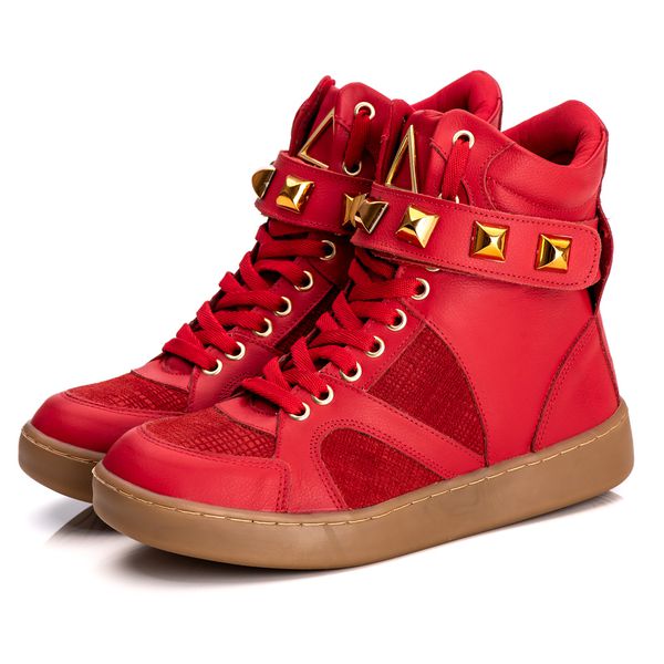 Tênis Sneaker Couro Legitimo Vermelho - REF: 10100 Ocre